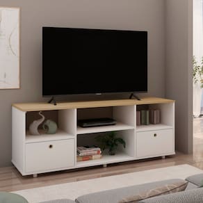 Rack para Tv até 55 Polegadas Sistema de Montagem sem Uso de Ferramentas Branco/Savana