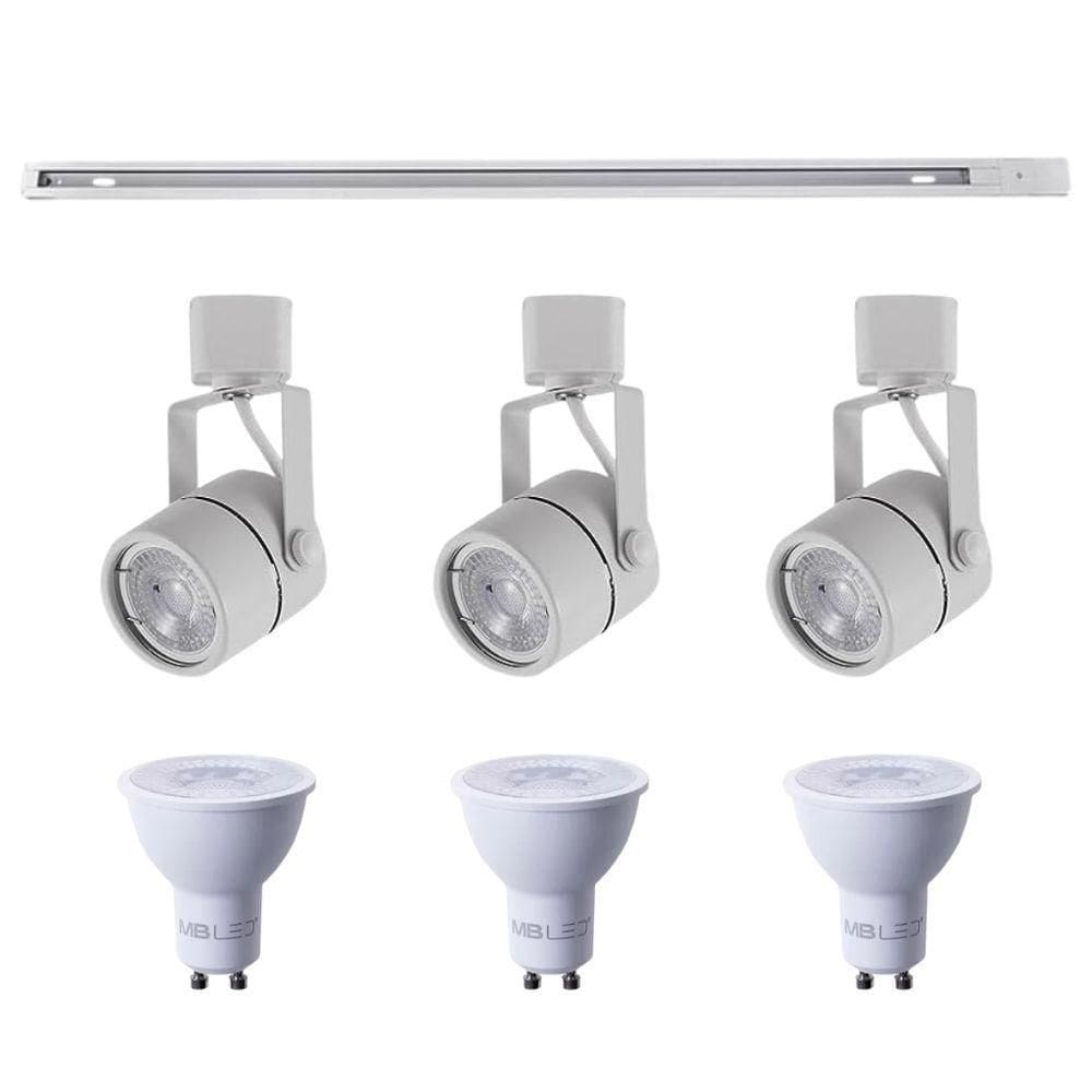 Kit Trilho 1m + 3 Spots Classic Branco + 3 Lâmpadas Gu10 6w - Nordecor 6000k (branco Frio)