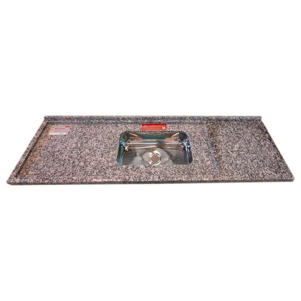 Pia de Cozinha Granito 160 Cm Corumba Master Cuba Simples Cinza Corumba