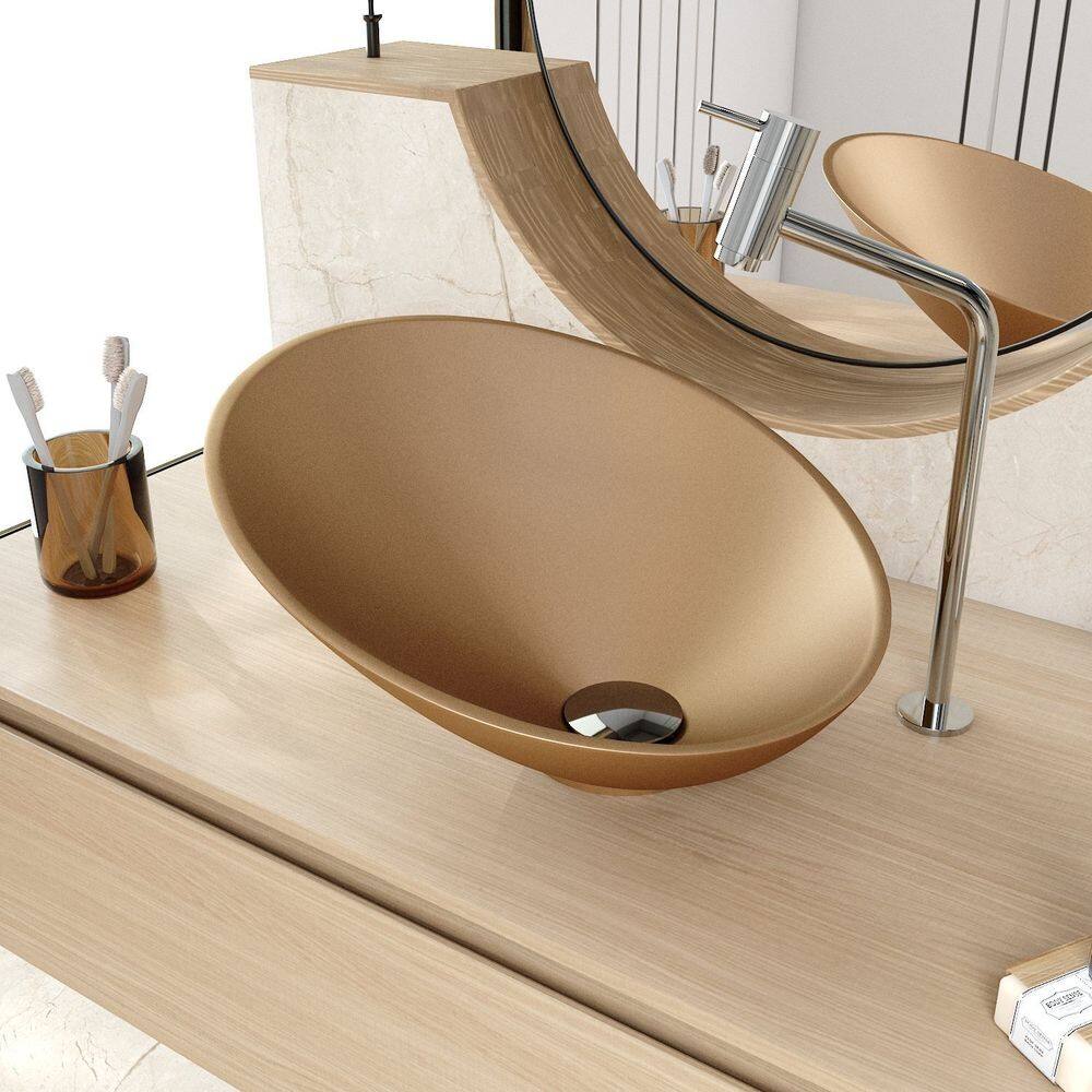 Cuba de Apoio Meia Lua Bm38 38,5x38,5cm Lapimat Cobre Matte Fosca