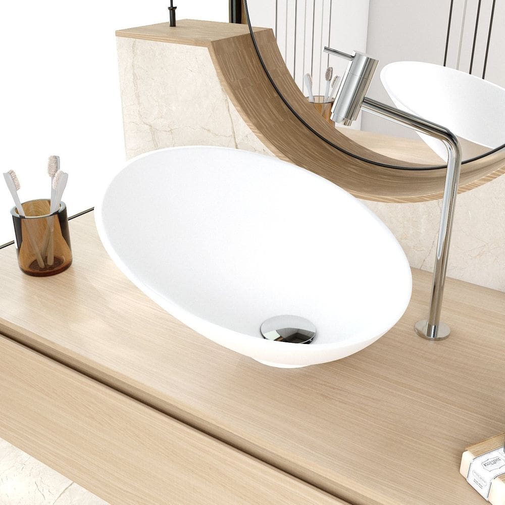 Cuba de Apoio Meia Lua Bm38 38,5x38,5cm Lapimat Branca Matte Fosca