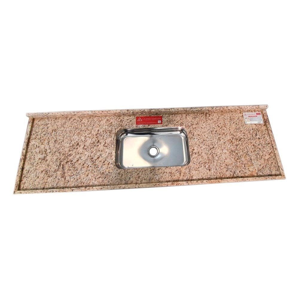 Pia de Cozinha Granito 120 Cm Santa Cecilia Plus Cuba Simples Amarelo Santa Cecilia
