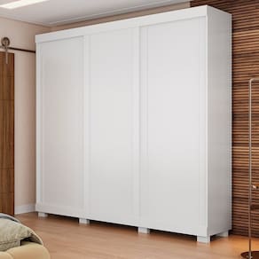 Guarda-roupa Casal 243cm 3 Portas de Correr 100% Mdf Amarílis Espresso Móveis Branco