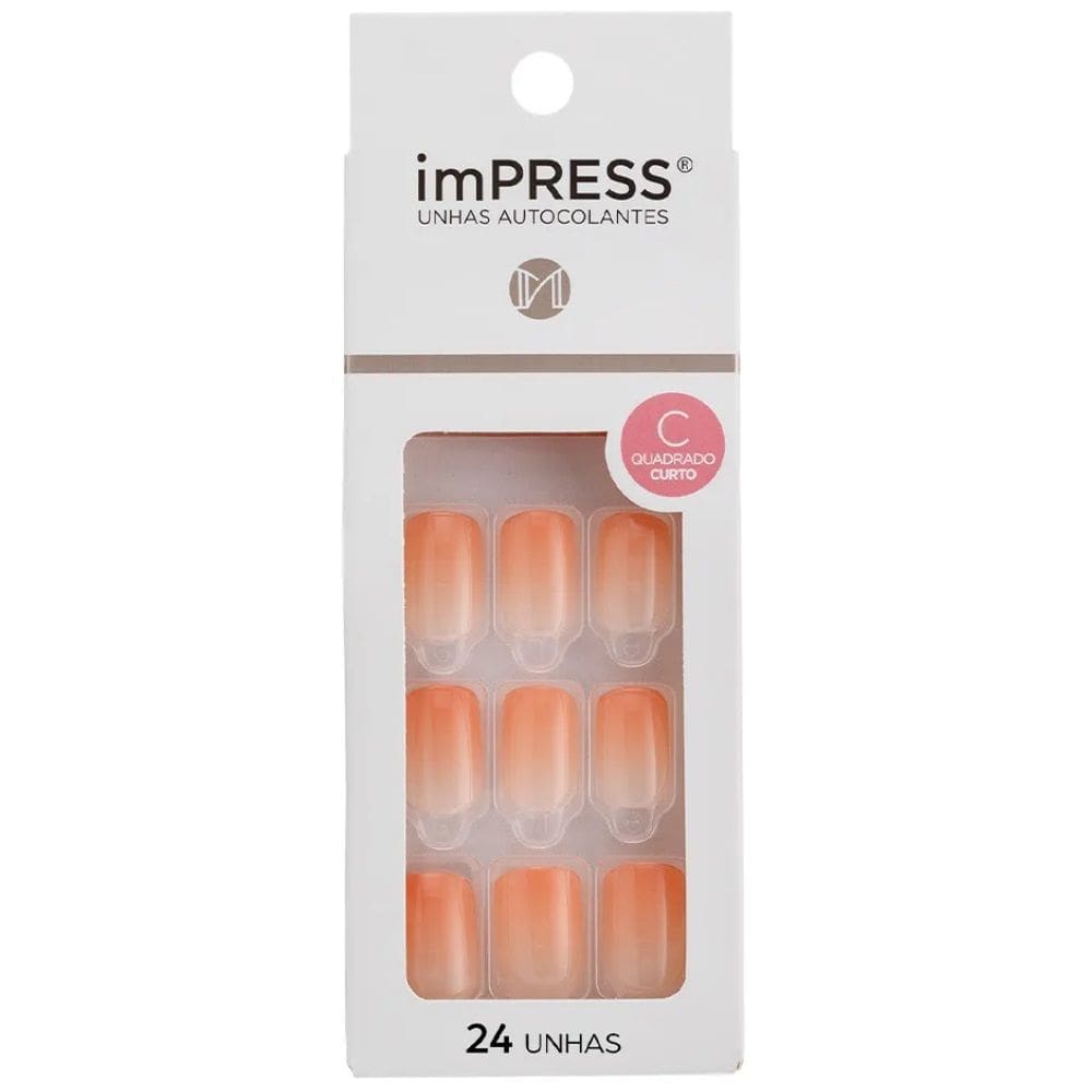 Unha Postiça Autocolante Impress Peach Perfect 24UN  Kiss