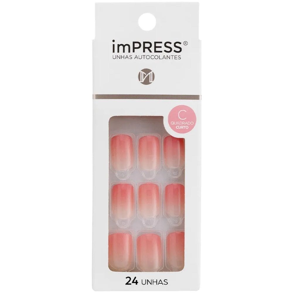 Unha Postiça Autocolante Impress Sucessful Rose 24UN Kiss