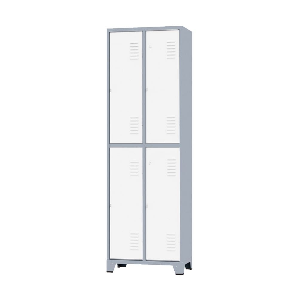 Armário Roupeiro De Aço Para Vestiário 4 Portas Locker Branco com Chave