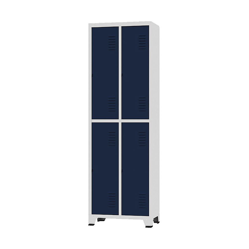 Armário Roupeiro De Aço Para Vestiário 4 Portas Locker Azul Marinho com Chave