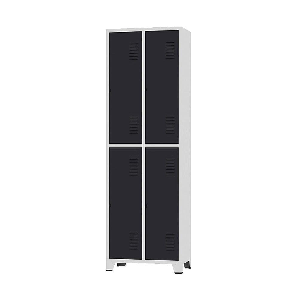 Armário Roupeiro De Aço Para Vestiário 4 Portas Locker Preto com Chave