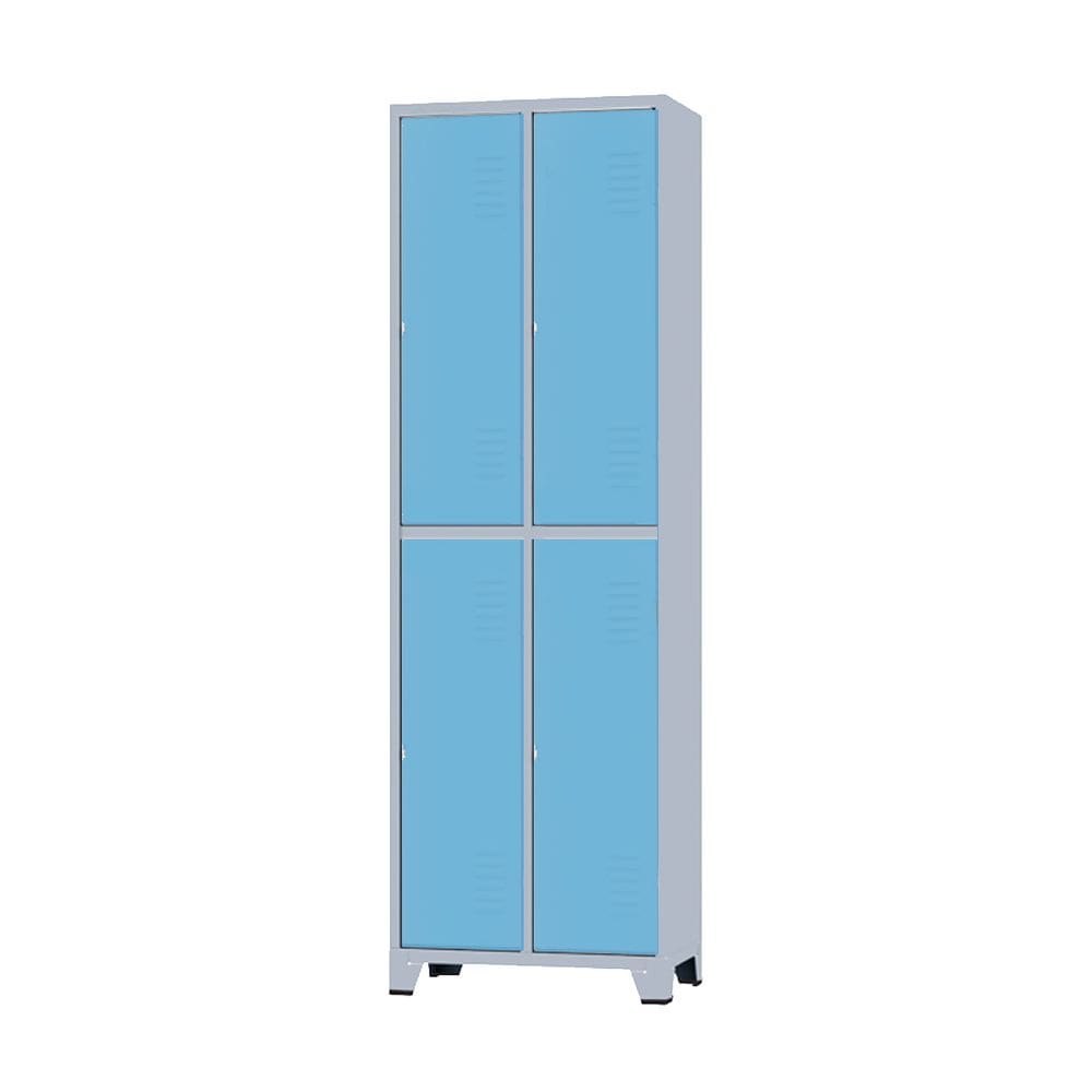 Armário Roupeiro De Aço Para Vestiário 4 Portas Locker Azul Claro com Chave