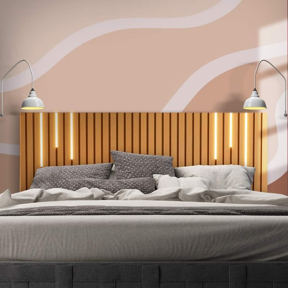 Cabeceira Ripada Com LED King Size Suspensa Nature Kate Shop Jm
