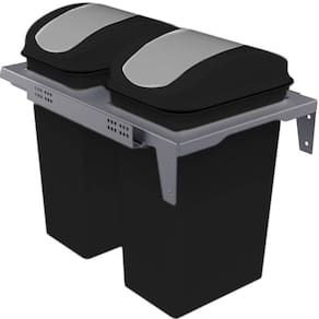 Lixeira Dupla Deslizante 15L Flat Cozinha Aço Pintado Preto