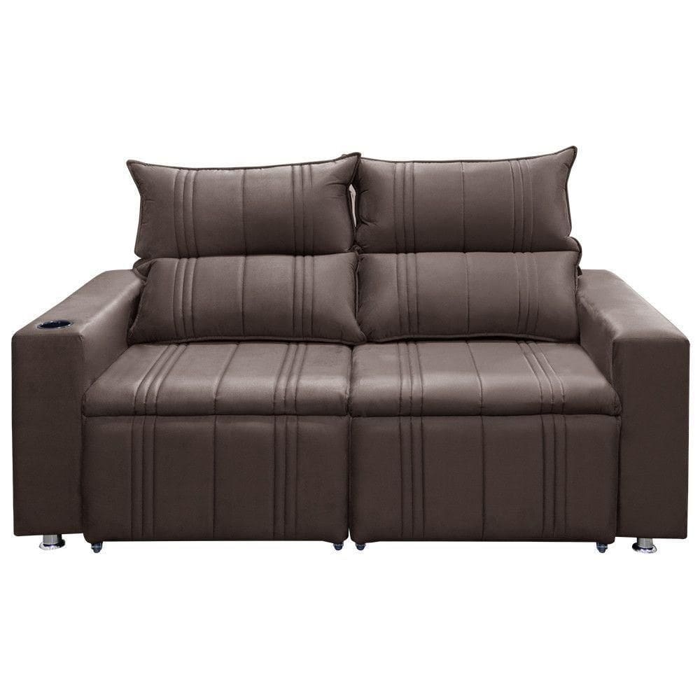 Sofá 2 Lugares Reclinável Madri Suede Shop Das Cabeceiras Café