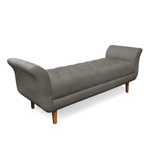 Recamier Olinda Suede Grafite 160 Cm Pés Chanfrado Castanhos - D`rossi