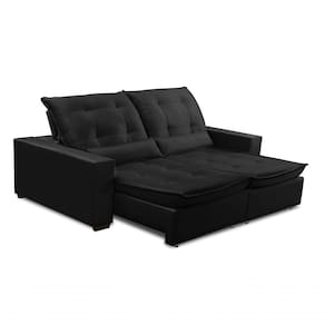 Sofa Retratil Reclinavel 2 Lugares 1,80m Atlantis Veludo Preto Lansofbr
