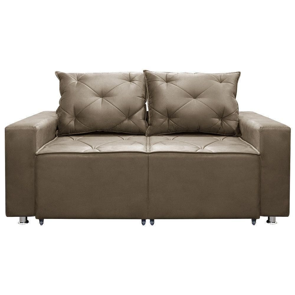 Sofá 2 Lugares Bariloche 1.60cm Suede Shop Das Cabeceiras Bege