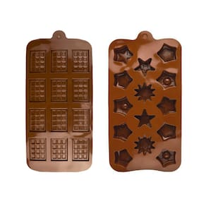 Kit 2 Formas de Silicone Estrela Confeitaria Barra Chocolate