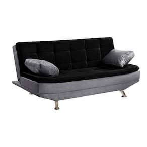 Sofá Cama Valencia 3 Lugares Reclinável Material Preto Com Chumbo - Star Confort Preto Com Chumbo