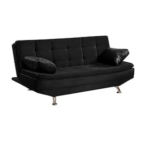 Sofá Cama Valencia 3 Lugares Reclinável Material Sintético Preto - Star Confort Preto