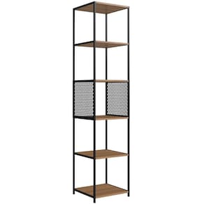 Estante 180 Cm Estilo Industrial Com Tela P1023 Preto Mell Pp Preto Mell