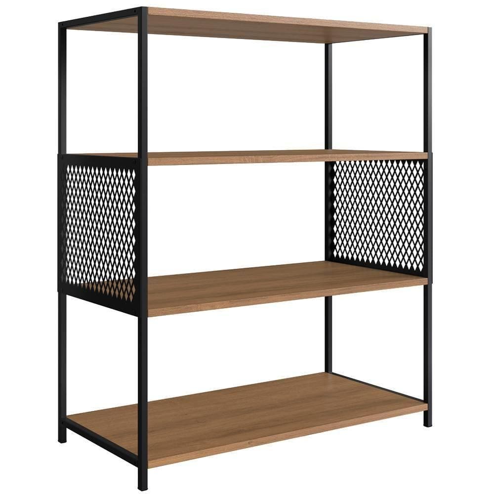 Estante Estilo Industrial 94 Cm Com Tela P1024 Preto Mell Pp Preto Mell