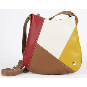 Bolsa Amanda Feminina Transversal Couro Off / Verm