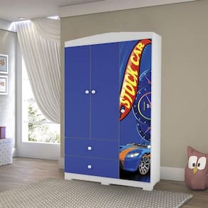Guarda Roupa Infantil 3 Portas 2 Gavetas Stock Car Espanha