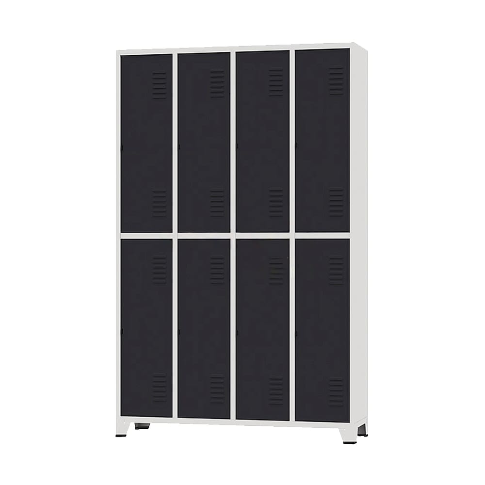 Armário Roupeiro De Aço Para Vestiário 8 Portas Locker Preto com Chave