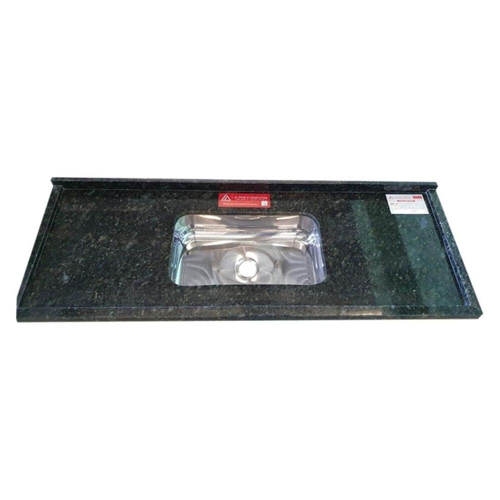 Pia de Cozinha Granito Ubatuba 200cm Plus Cuba Simples Verde Ubatuba