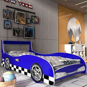 Cama Carro Infantil Rally 090 Azul - Rede Móveis