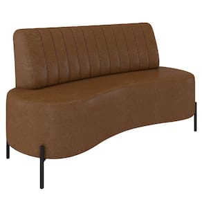 Sofá 2 Lugares 160cm Pés Aço Preto Tamar K04 Sintético Marrom - Mpozenato