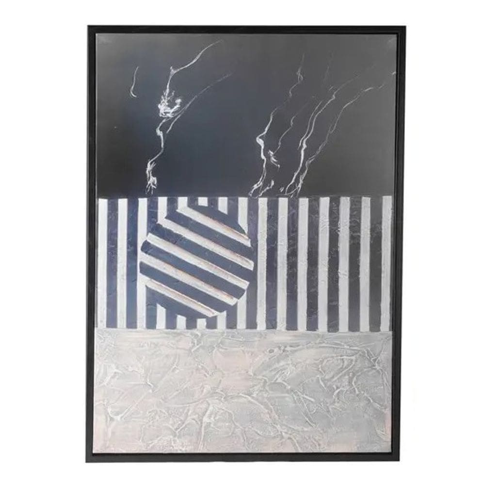 Quadro Em Canvas Geometrico Preto 53X73cm