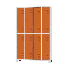 Armário Roupeiro De Aço Vestiário Academia 8 Portas C/ Prateleira Laranja Com Chave