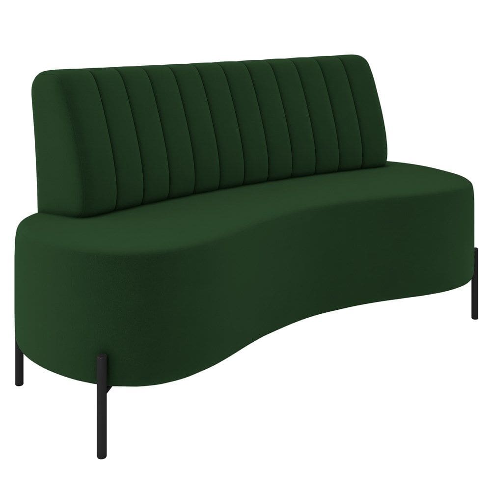 Sofá 2 Lugares 135cm Pés Aço Preto Tamar K04 Veludo Verde - Mpozenato
