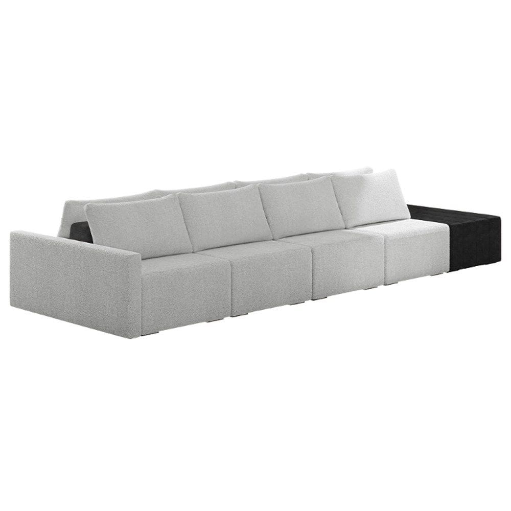 Sofá Ilha Modular Living com Puff 392cm Georgia K04 Bouclê Cinza/Preto - Mpozenato
