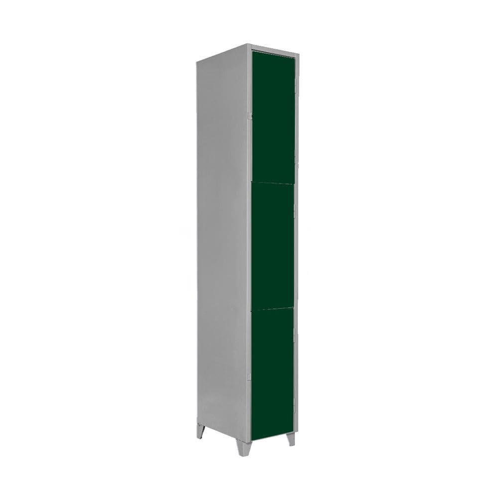 Armário Roupeiro De Aço Vestiário Academia 3 Portas Locker Verde Escuro com Chave