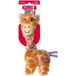 Brinquedo Kong Knots Twists Assorted Pelucia Girafa de Corda e Apito Para Cães Pequeno e Medio