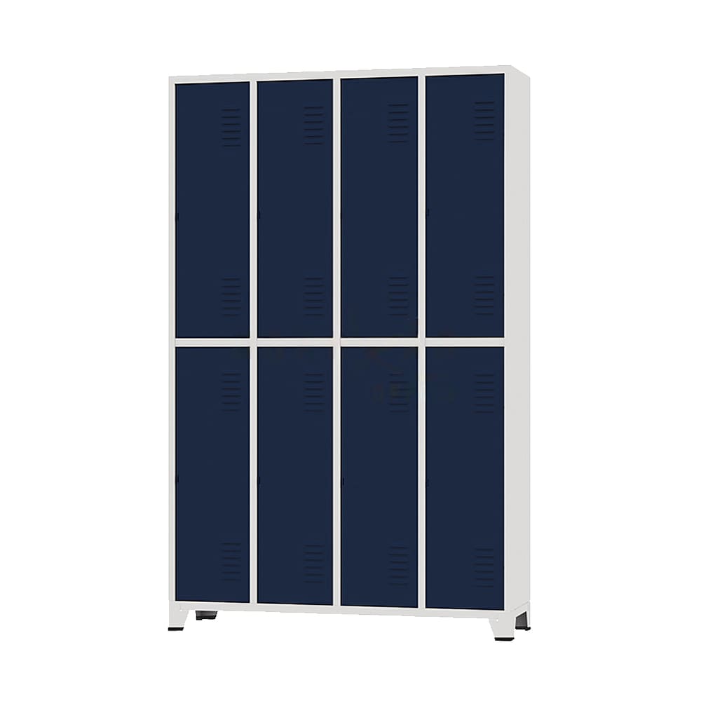 Armário Roupeiro De Aço Para Vestiário 8 Portas Locker Azul Marinho com Chave