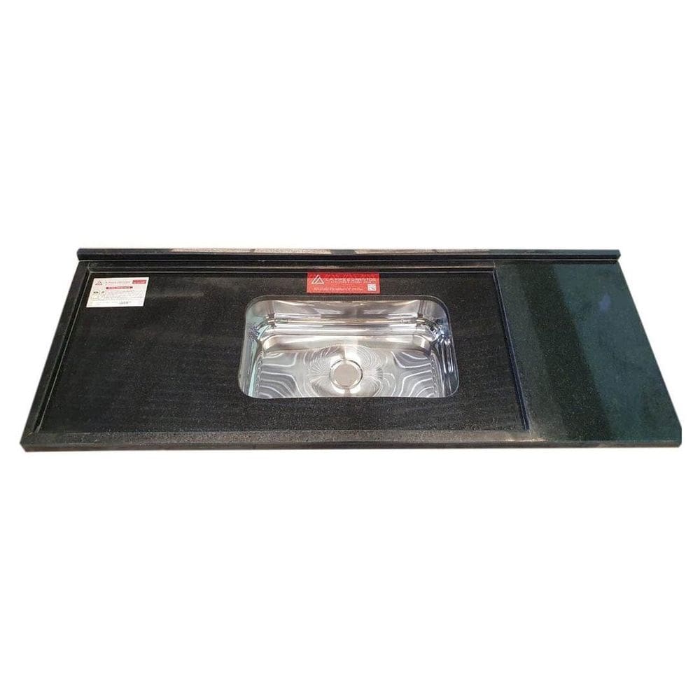 Pia de Cozinha Granito 180 Cm São Gabriel Master Cuba Simples Preto São Gabriel