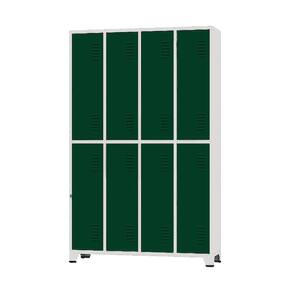 Armário Roupeiro De Aço Vestiário Academia 8 Portas C/ Prateleira Verde Escuro Com Chave