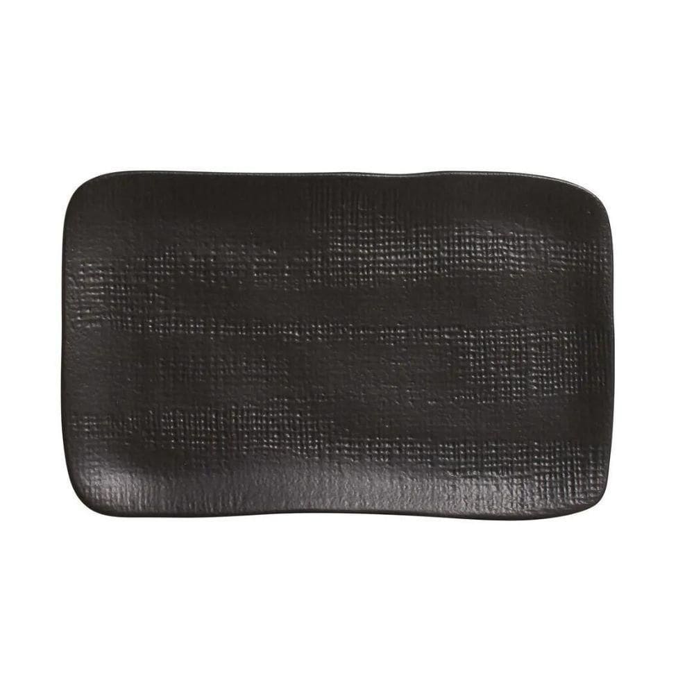 Travessa Retângular Em Cerâmica Juta Preto Matte 27x16cm Porto Brasil
