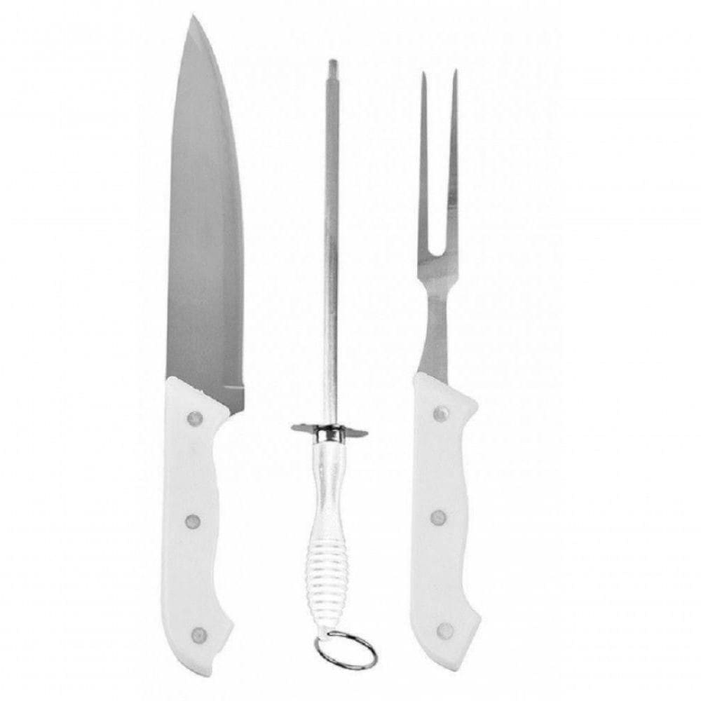 Kit Para Churrasco 3 Peças Style Cabo Branco - Wellhome