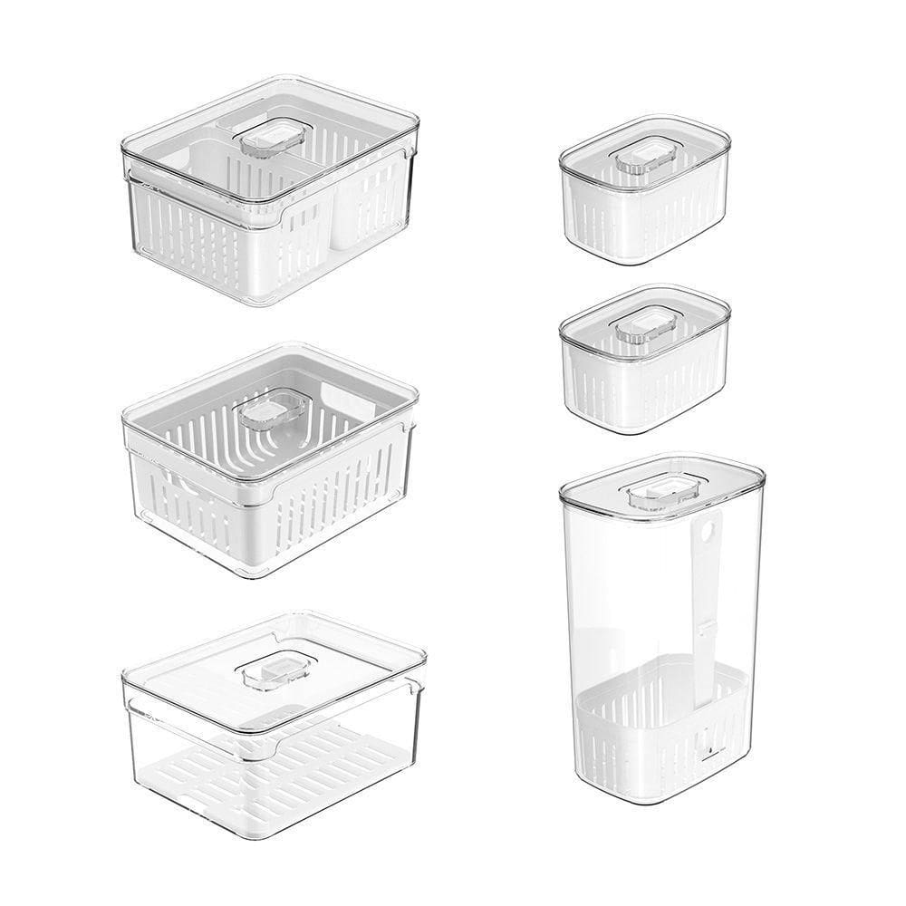 Kit Organizador De Geladeira Clear Fresh 6 Peças Transparente Ou