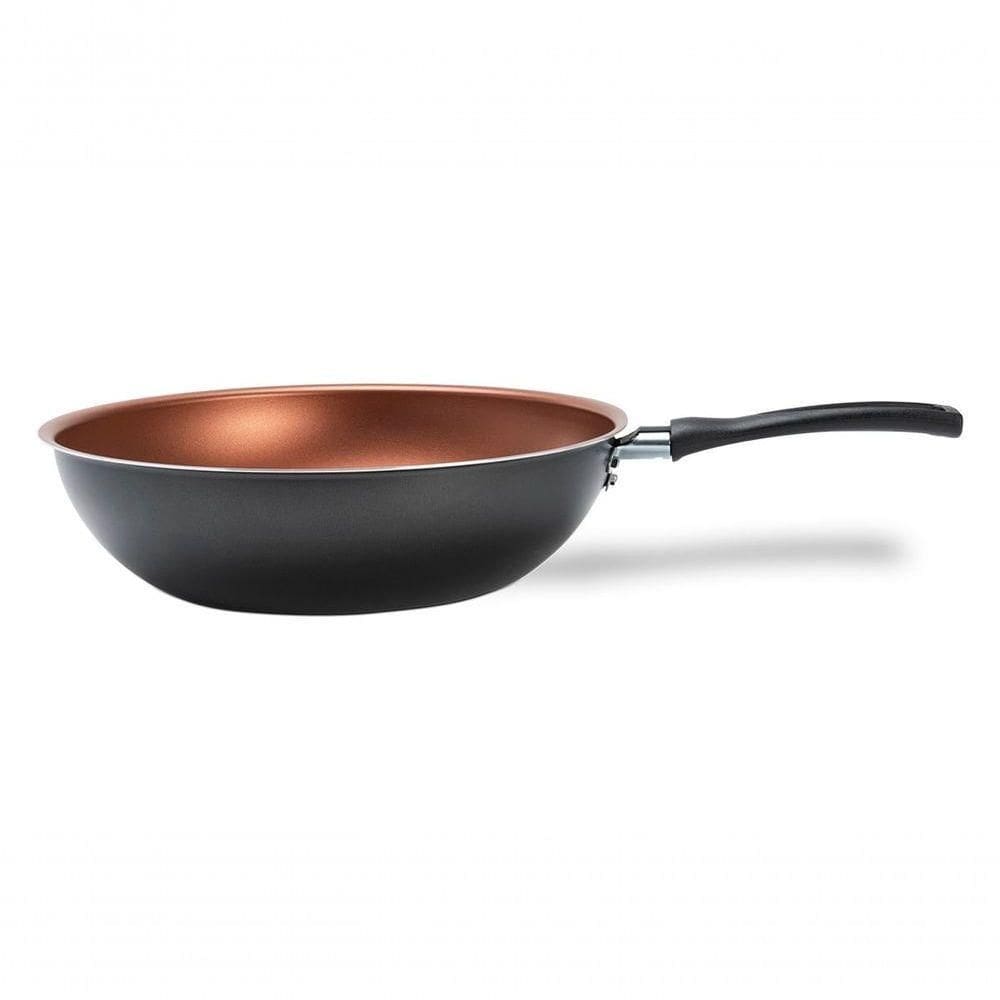 Wok 26 Cm 3 L Revestimento Pro-flon Antiaderente Cor Cinza Range Linha Topázio Brinox Cinza