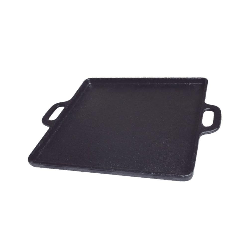 Bifeteira De Ferro Fundido Lisa Quadrada Alça Ferro 20Cm