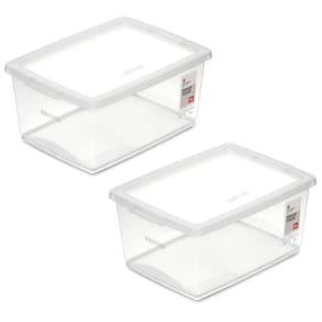 Kit 2 Caixas Organizadoras 7,5L Tampa Click Ordene Transpare