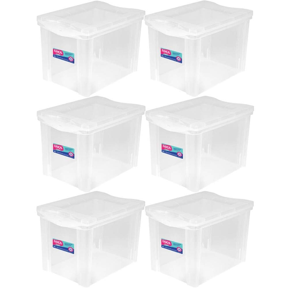 6 Caixas Organizadoras Plásticas Média Alta 30L Ordene Trans