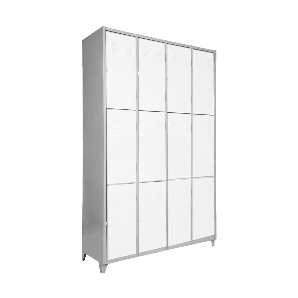 Armário Roupeiro Locker De Aço 12 Portas Vestiário Branco com Chave
