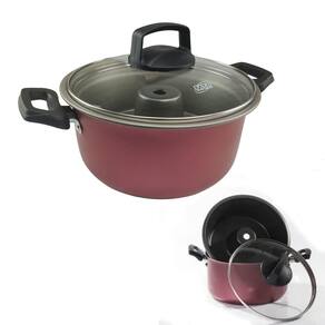 Panela Forma De Pudim Banho Maria Tampa De Vidro 3,2 Litros 5 Camadas Teflon Cozinha