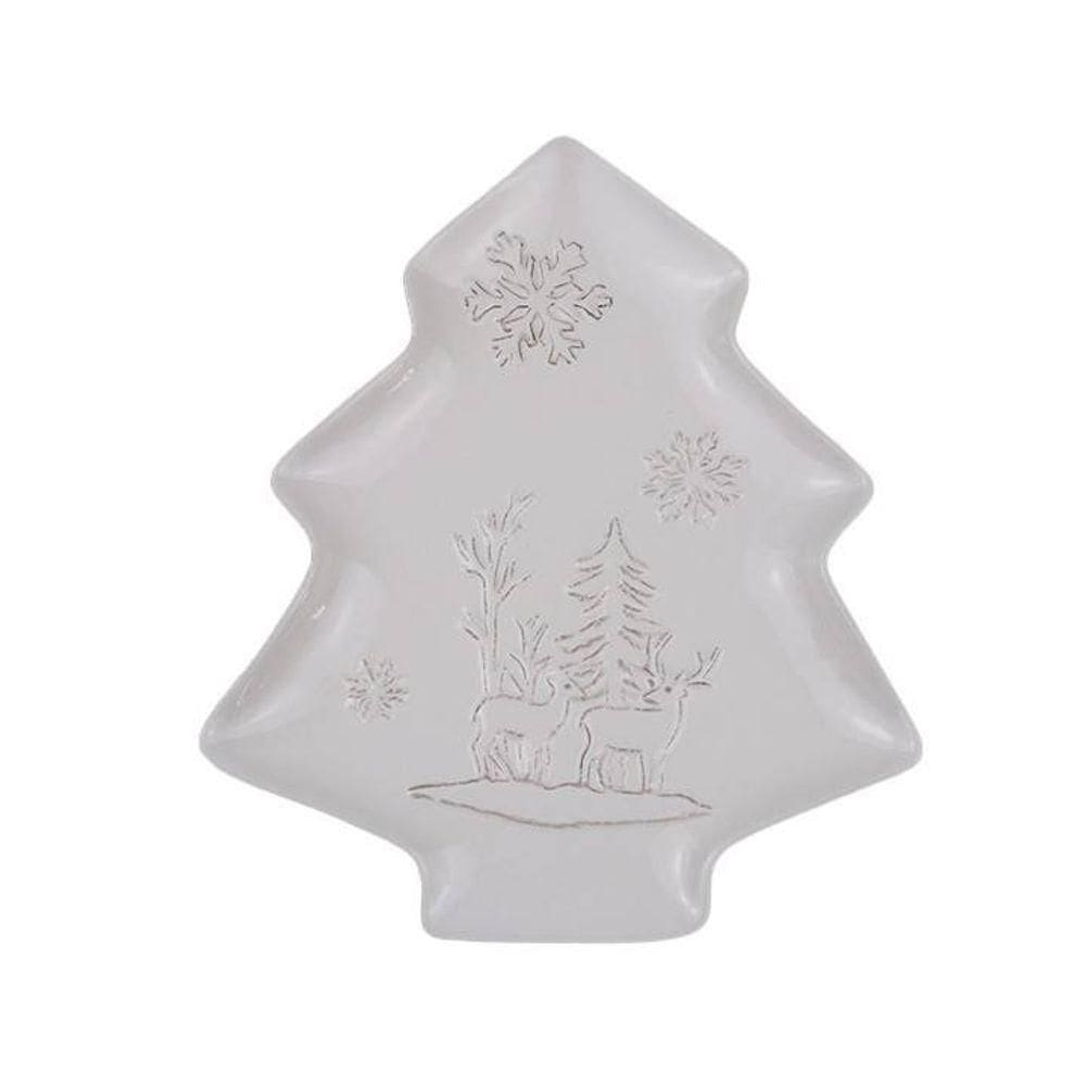 Petisqueira árvore De Natal Em Cerâmica Branca 24cm Mp344 - Tok Da Casa