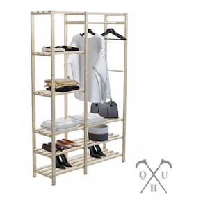 Varal Industrial Retrô Design Arara Pinus 8 Prateleiras